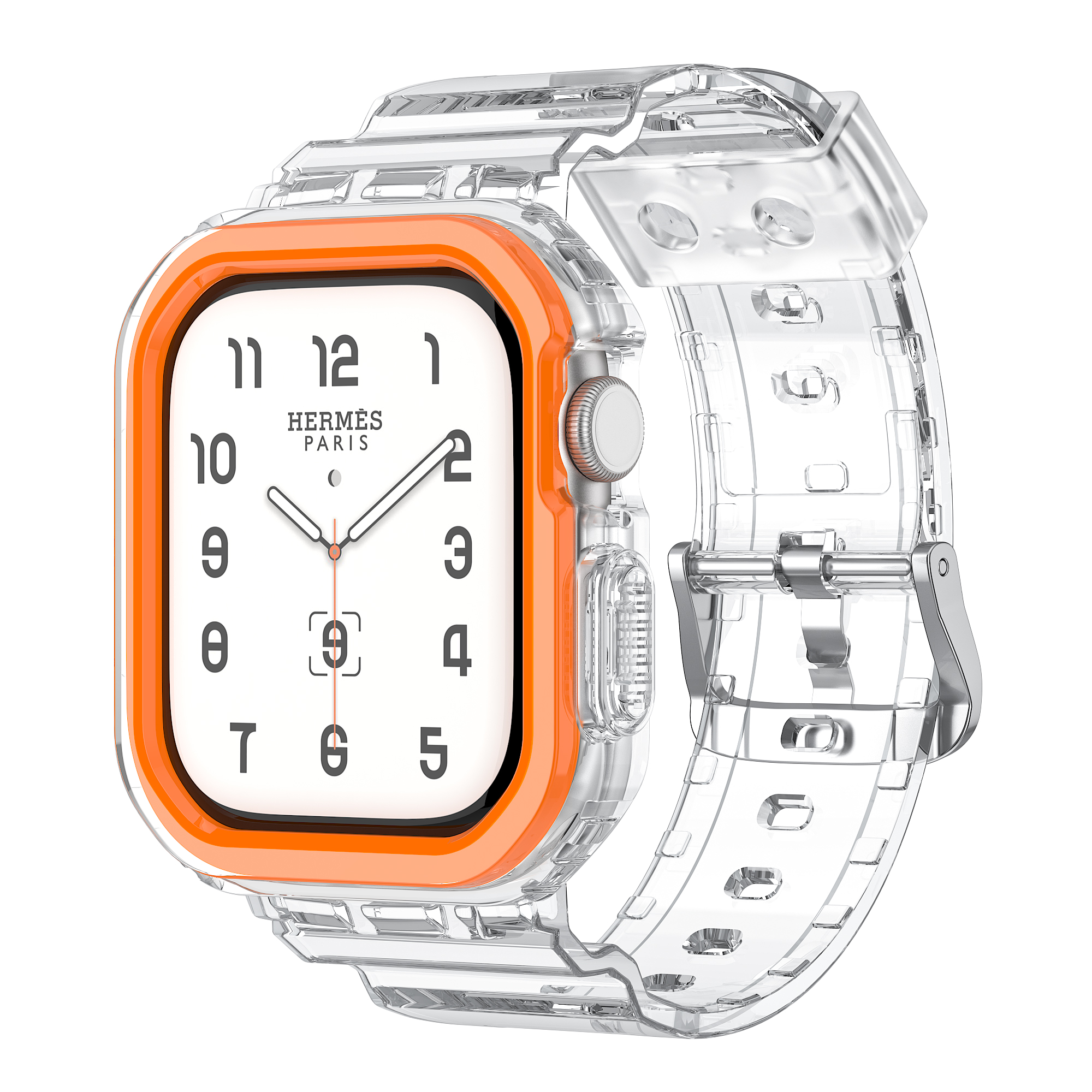 Compatible for Apple Watch Band 46mm 45mm 44mm 42mm (Apple Watch Series 10 2024) 41mm 40mm 38mm 49mm,Transparent Crystal Clear Watch Strap Sport Case and Band for iWatch Apple Watch Series 10 9 8 7 SE 6 5 4 3 2 1 Ultra/Ultra 2